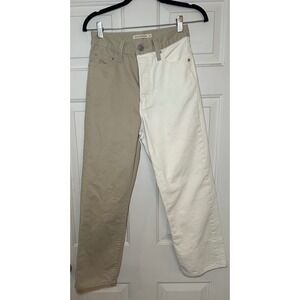 Levi Strauss Ribcage Straight Ankle Jeans Two Tone Beige White Women Size 26x25‎